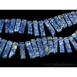 Бусины из лазурита пластинки 10*30мм, 40см, 32 бусины
