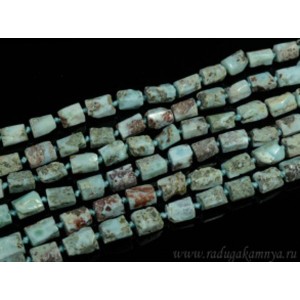 Бусины из ларимара цилиндрик с гранями 8*10мм, 41см, 33 бусины