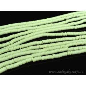 Бусины из каучука Африканские диски 4мм*0,4-1мм, цвет фисташковый, 38см