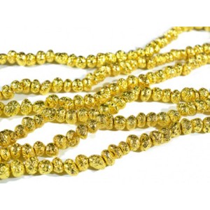 Бусины из лавы галтовка 7-9мм цвет желтый, 36,5см, 62 бусины