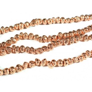 Бусины из лавы галтовка 7-9мм цвет розовое золото, 36,5см, 62 бусины