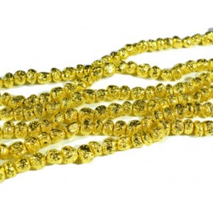 Бусины из лавы галтовка 9-11мм цвет желтый, 36см, 46 бусин