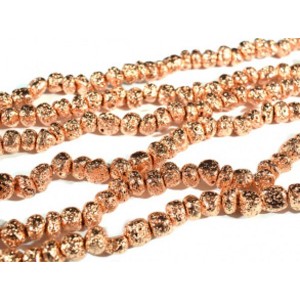 Бусины из лавы галтовка 9-11мм цвет розовое золото, 36см, 46 бусин