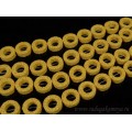 Бусины из лавы кольцо 20мм, цвет желтый 38см, 18 бусин