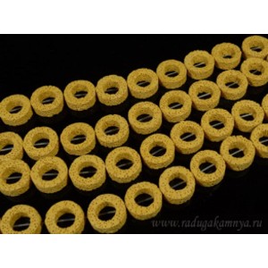 Бусины из лавы кольцо 20мм, цвет желтый 38см, 18 бусин