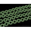Бусины из лавы кольцо 20мм, цвет зеленый 38см, 18 бусин