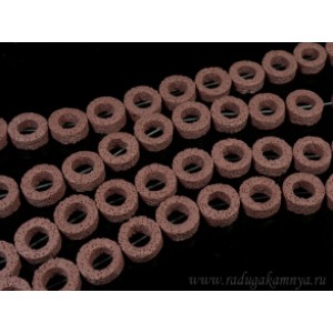 Бусины из лавы кольцо 20мм, цвет розовый 38см, 18 бусин