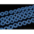 Бусины из лавы кольцо 20мм, цвет синий 38см, 18 бусин.