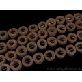 Бусины из лавы кольцо 20мм, цвет шоколадный 38см, 18 бусин