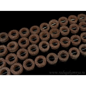 Бусины из лавы кольцо 20мм, цвет шоколадный 38см, 18 бусин