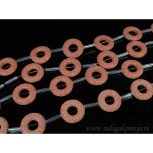 Бусины из лавы кольцо 33мм, цвет красный 40,5см, 8 бусин.