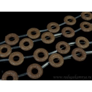 Бусины из лавы кольцо 33мм, цвет шоколадный 40,5см, 8 бусин.