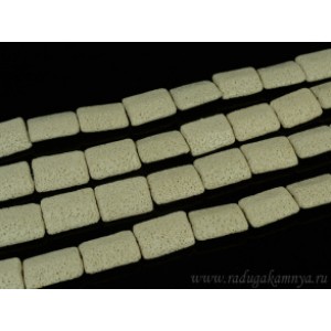 Бусины из лавы прямоугольник 28*20, цвет бежевый 38см, 14 бусин.