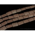 Бусины из лавы прямоугольник 28*20, цвет шоколадный 38см, 14 бусин.
