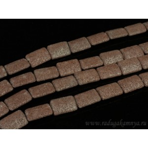 Бусины из лавы прямоугольник 28*20, цвет шоколадный 38см, 14 бусин.