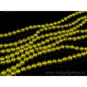 Бусины из лавы шарик 6мм цвет салатовый, 39см, 61 бусина.