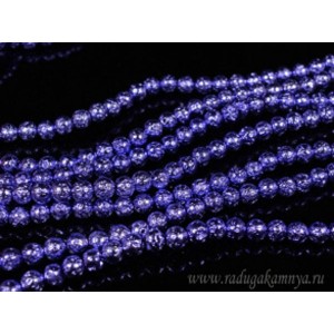 Бусины из лавы шарик 6мм цвет сиреневый, 39см, 61 бусина.