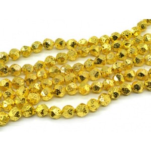 Бусины из лавы шарик с гранями 10мм цвет желтый, 39см, 38 бусин