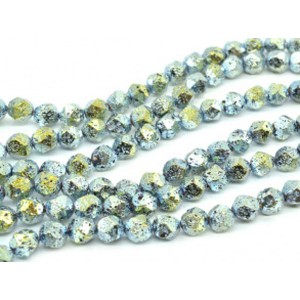 Бусины из лавы шарик с гранями 10мм цвет золотисто-зеленый, 39,5см, 38 бусин