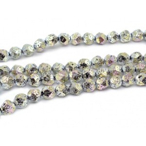 Бусины из лавы шарик с гранями 10мм цвет хамелеон золотистый, 39,5см, 38 бусин