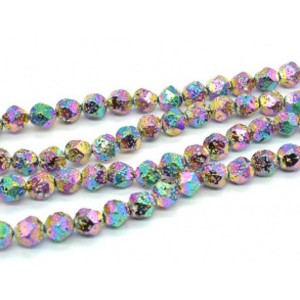 Бусины из лавы шарик с гранями 10мм цвет хамелеон светлый, 38,5см, 37 бусин