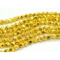 Бусины из лавы шарик с гранями 12мм цвет желтый, 38см, 31 бусина