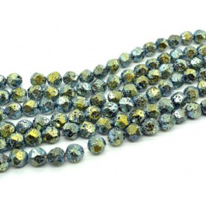 Бусины из лавы шарик с гранями 12мм цвет золотисто-зеленый, 37,5см, 31 бусина
