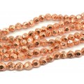 Бусины из лавы шарик с гранями 12мм цвет розовое золото, 38см, 31 бусина
