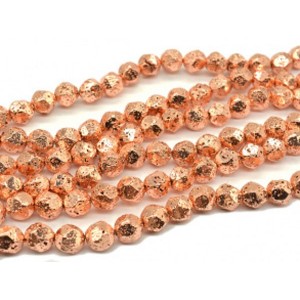 Бусины из лавы шарик с гранями 12мм цвет розовое золото, 38см, 31 бусина Бусины из лавы шарик с гранями 12мм цвет розовое золото, 38см, 31 бусина