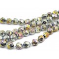 Бусины из лавы шарик с гранями 12мм цвет хамелеон золотистый, 38,5см, 32 бусины