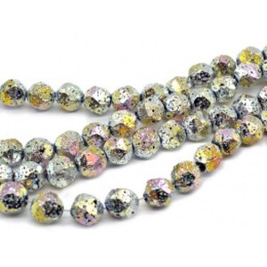 Бусины из лавы шарик с гранями 12мм цвет хамелеон золотистый, 38,5см, 32 бусины