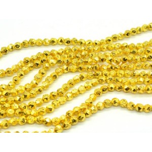 Бусины из лавы шарик с гранями 6мм цвет желтый, 38см, 62 бусины