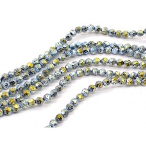 Бусины из лавы шарик с гранями 6мм цвет золотисто-зеленый, 38,5см, 63 бусины