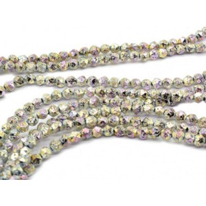 Бусины из лавы шарик с гранями 6мм цвет хамелеон золотистый, 35см, 57 бусин