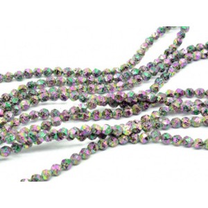 Бусины из лавы шарик с гранями 6мм цвет хамелеон, 38,5см, 63 бусины