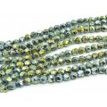 Бусины из лавы шарик с гранями 8мм цвет золотисто-зеленый, 38,5см, 46 бусин
