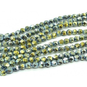 Бусины из лавы шарик с гранями 8мм цвет золотисто-зеленый, 38,5см, 46 бусин