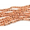 Бусины из лавы шарик с гранями 8мм цвет розовое золото, 38см, 46 бусин
