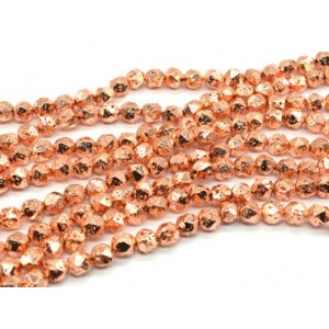 Бусины из лавы шарик с гранями 8мм цвет розовое золото, 38см, 46 бусин Бусины из лавы шарик с гранями 8мм цвет розовое золото, 38см, 46 бусин