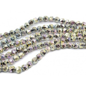 Бусины из лавы шарик с гранями 8мм цвет хамелеон золотистый, 38,5см, 46 бусин