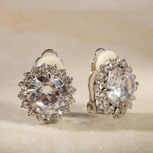 Клипсы кристалл, цвет белый, цвет серебристый Клипсы кристалл, цвет белый, цвет серебристый