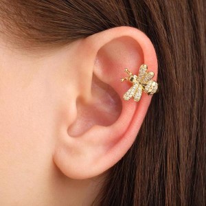 Серьга "Каффа" пчела, цвет белый, цвет золотистый