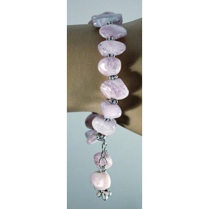 Браслет из кунцита, галтовка с подвеской на резинке