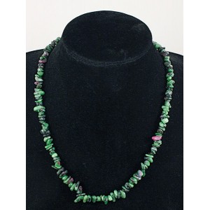 Бусы из цоизита (нат.), галтовка мелкая