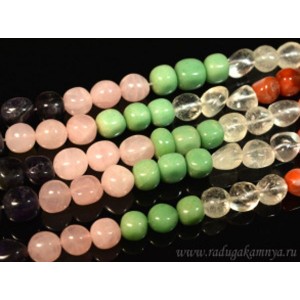 Бусины из самоцветов галтовка 7-10мм, 40,5см, 48 бусин