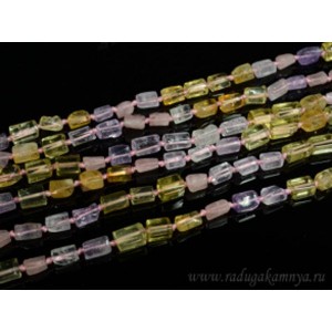 Бусины из самоцветов цилиндр гранями 6*10мм, 41см, 33 бусины.