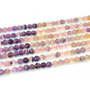 Бусины из флюорита и аметрина круг гр.7мм, 38,5см, 54 бусины