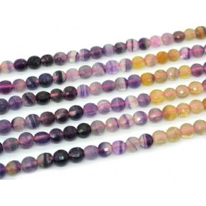 Бусины из флюорита и аметрина круг гр.9-9,5мм, 38,5см, 43 бусины