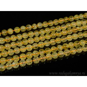 Нитка цитрин шарик 9мм гладкий 43 бусины