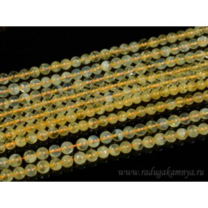 Бусины из цитрина шарик 5-6мм, 38см, 69 бусин